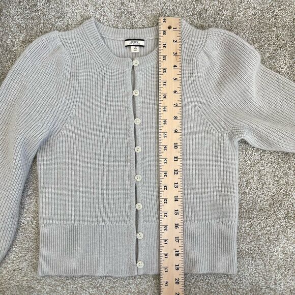 J. Crew Womens XS 100% Cashmere Puff Sleeves Cardigan Sweater Cozy Luxury Preppy - Picture 9 of 12